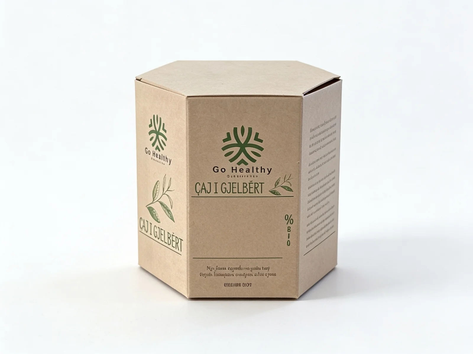 Kuti çaji heksagonale kraft natyrale — ERA Print Pack